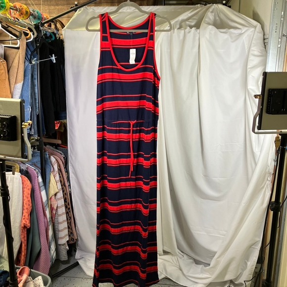 Gap Maxi Dress XXL Womens Striped Sleeveless Casual Red Blue Knit‎ New - Picture 13 of 13